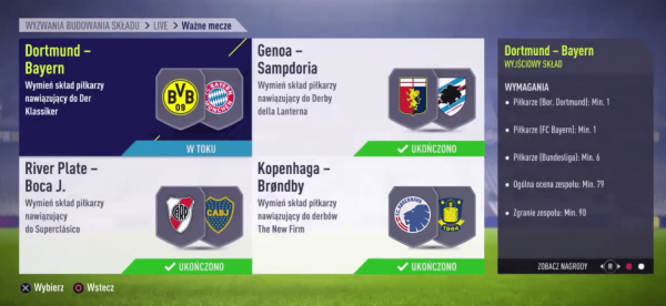SBC Ważne Mecze